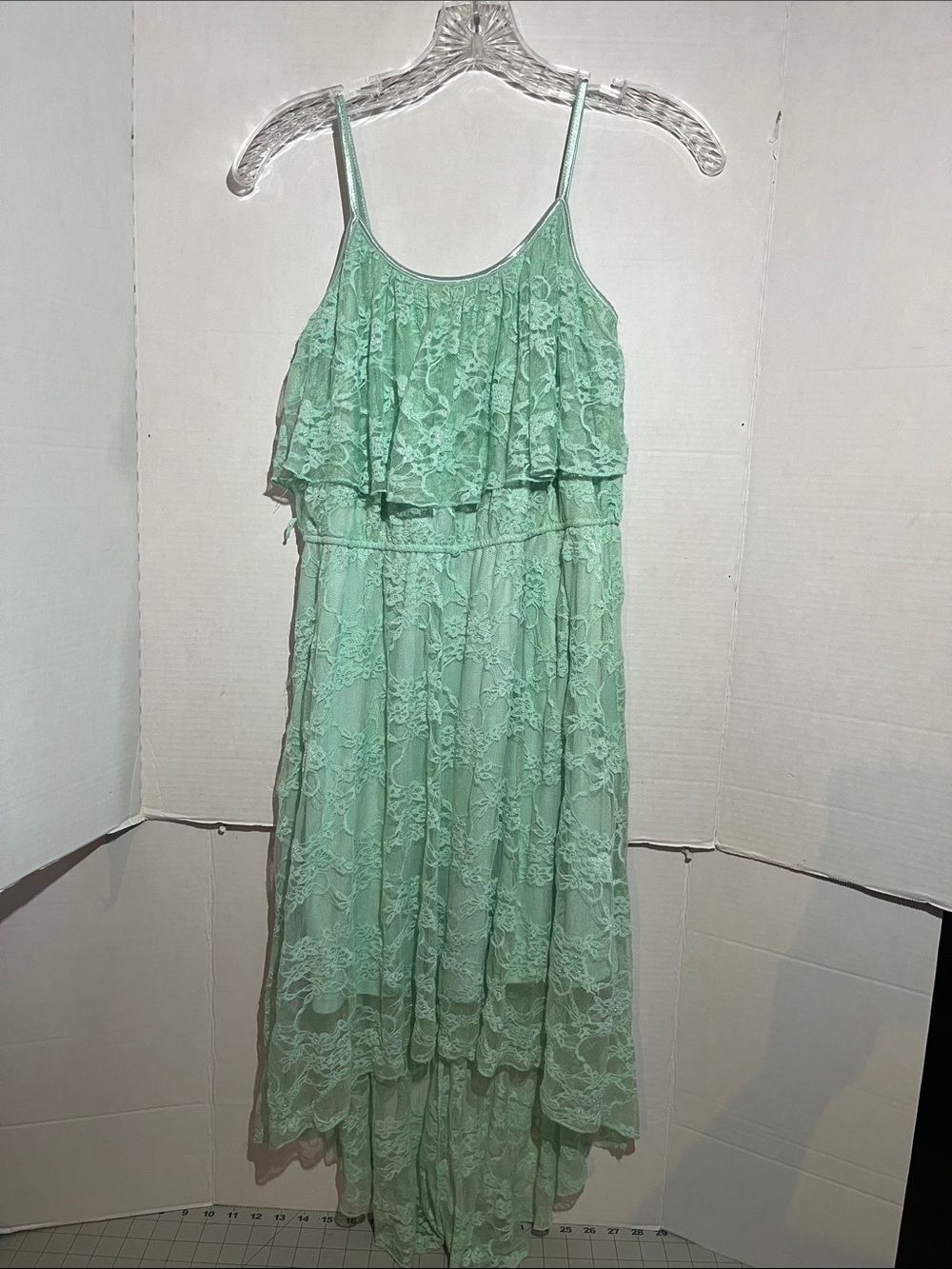 Love Reign Mint Lace Maxi Dress with Ruffled Bodice